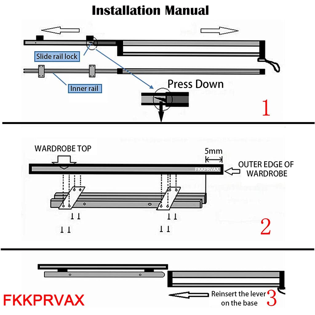 Closet Clothes Hanger Rail,Pull-Out Closet Rod 30-60cm,Wardrobe Clothing Rail,Closet Organizer Rack for Pants and Coat (800mm/31.5inch)