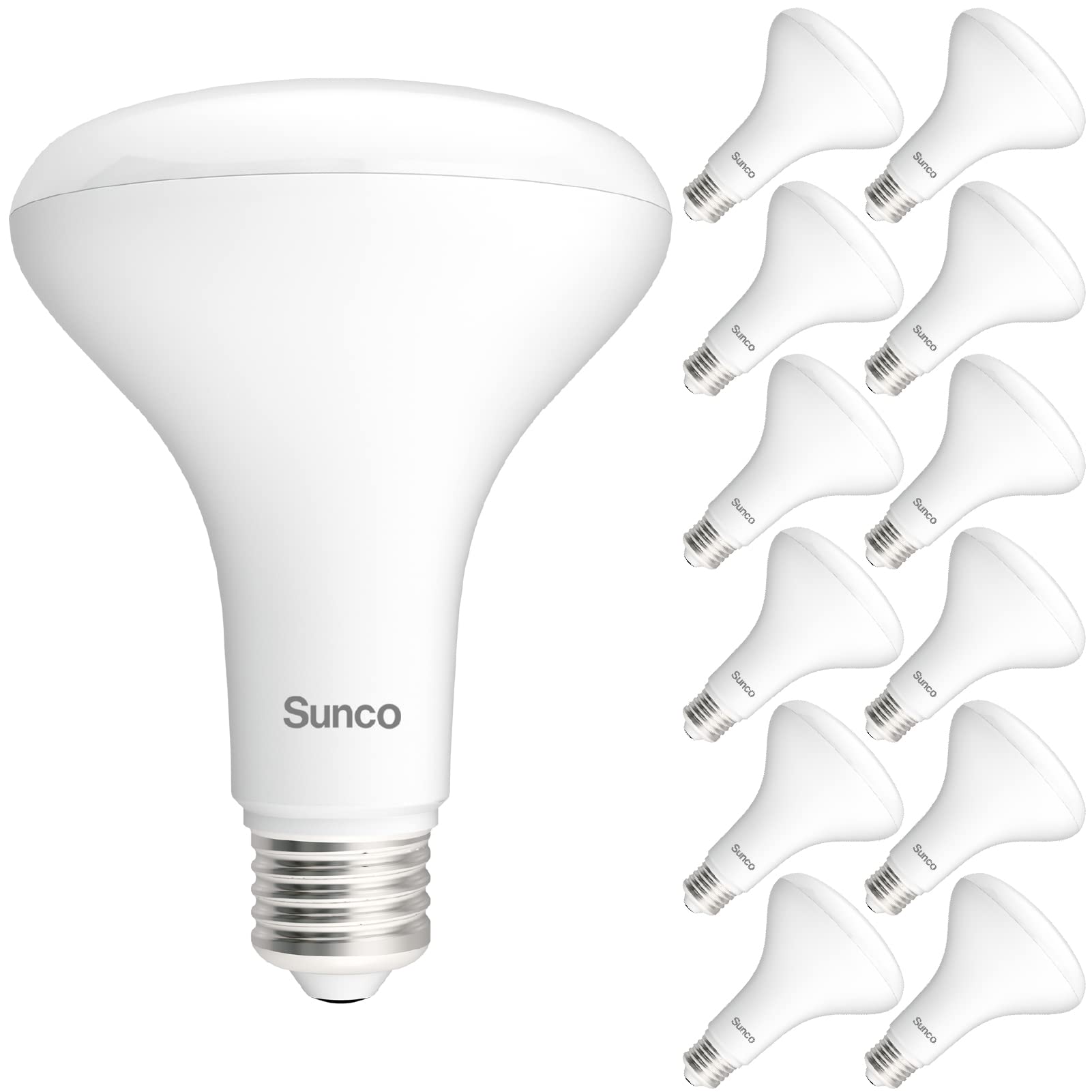 Sunco 12 Pack BR30 LED Bulbs 1600 Lumens, Indoor Flood Lights 16W Equivalent 100W 5000K Daylight E26 Base, Interior Dimmable Recessed Can Light Bulbs - UL Listed