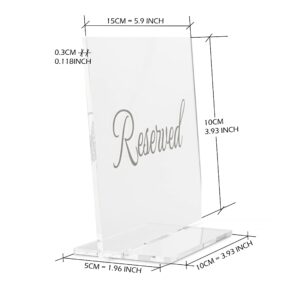 Yilio Dawn Reserved Signs - 4 Pack Clear Acrylic Table Signs - For Weddings, Dinner Parties and Events