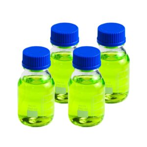 swones graduated round reagent media - round media storage bottle - storage glass bottles, with gl45 screw cap,borosilicate 3.3 glass (250ml, 4pcs)