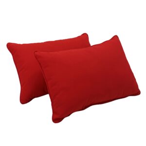 Factory Direct Partners 13812-RD Presidio Pillows 12x20" Solid Lumbar Pillow Set with Piping; Decorative Throw for Indoor/Outdoor Furniture; UV, Fade, Weather-Resistant Olefin Fabric (2-Pack) - Red