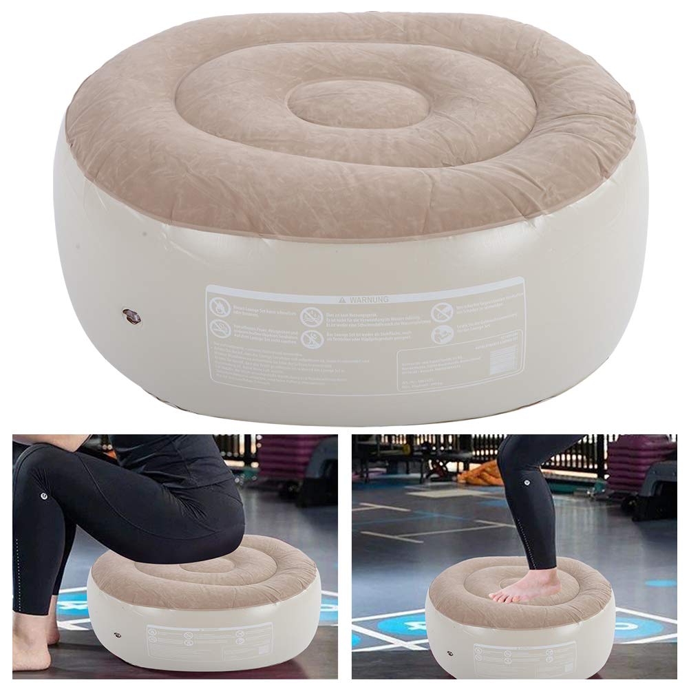 Inflatable Stool, Portable PVC Soft Ottoman Cushion Fast Inflation Home Travel All Weather Footrest Air Mattress Chair for Indoor Outdoor Patio Backyard Front Porch Garden Fitness Sports Camping Yoga