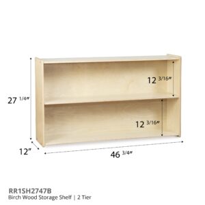 Daycare Shelves for Kids, Bookcase with 2 Shelves for Storage, Wood Furniture for Toddlers, Children, Montessori, Classroom, 47-inch Width