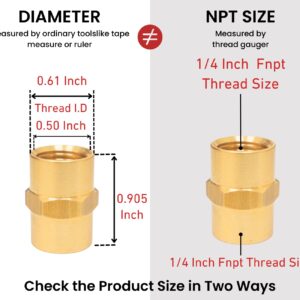 T TANYA HARDWARE Brass Coupling 1/4 Inch NPT Female x 1/4 Inch NPT Female Hex Head Pipe Fitting (Pack of 2), Compressor connector fnpt to fnpt, Air Hose Adapter Brass Fittings