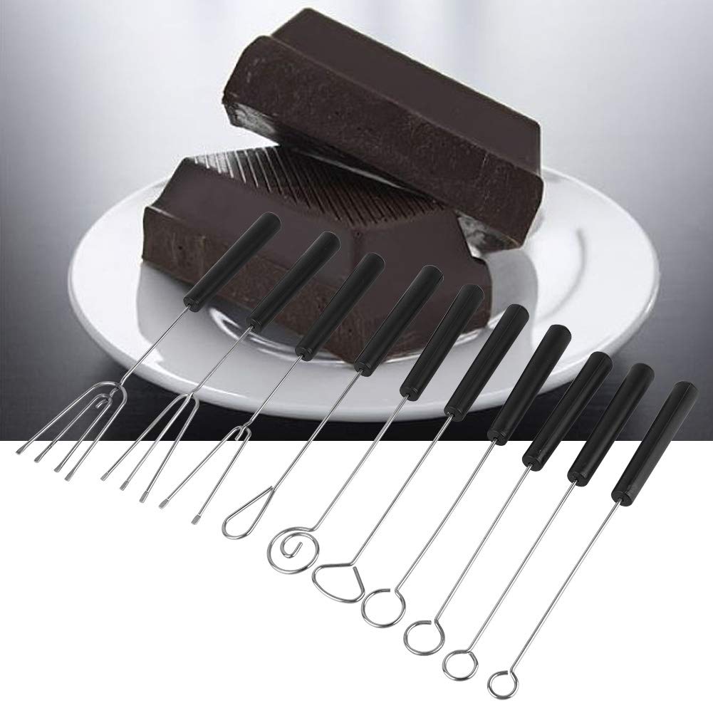 10Pcs DIY Baking Supplies, Chocolate Dipping Fork Set Baking Supplies Stainless Steel DIY Decorating Tool Set, Decorating Spoons Art Pencil for Decorative Plates