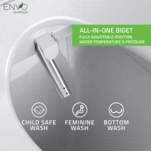 ANZZI Smart Electric Bidet Seat for Elongated Toilets, Heated Seat, Warm Air Dryer, Temperature and Pressure Controlled Functions, Air Purifier and Deodorizer, with Remote Control (TL-AZEB105B)