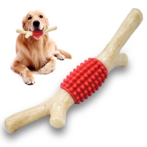 schitec dog chew toy for aggressive chewers, tough big nylon & rubber teething stick with real bacon flavor for large medium breed