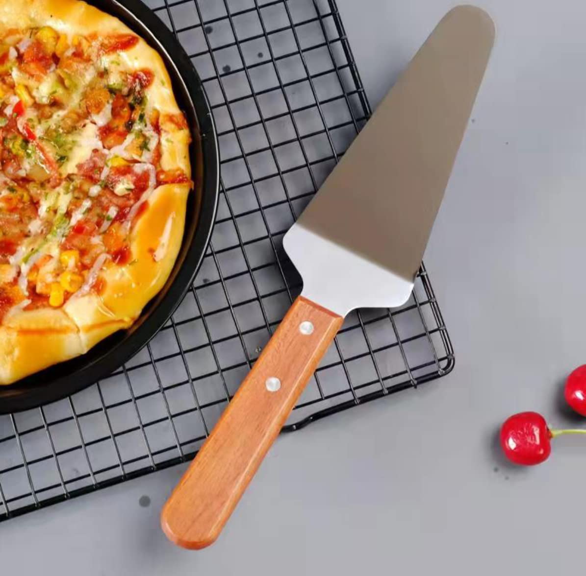 10 Packs Pizza Server Spatula Pie Servers Spatula With Wooden Handle Shovel Stainless Suitable For And Easy to Grip Pizza Spatula Pie Knife Cake Servers