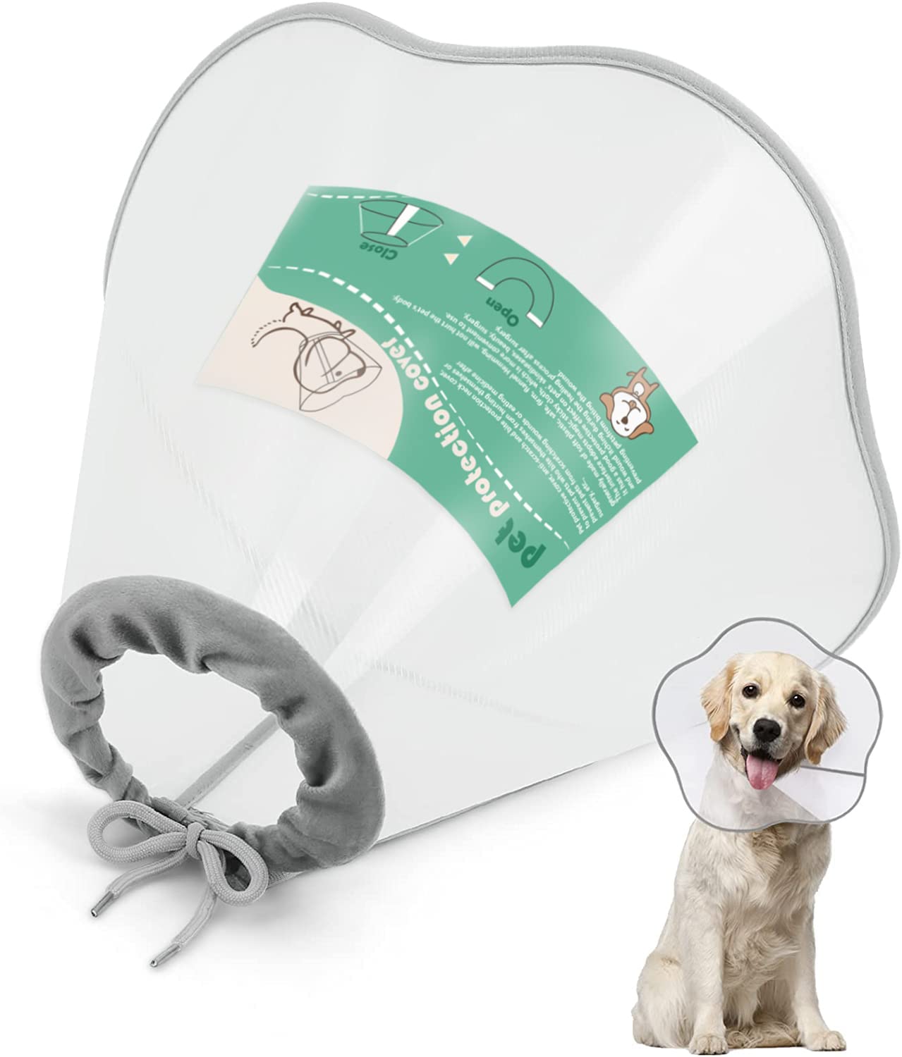 Supet Dog Cone Collar for Large Dogs, E Collar Cone for Dogs After Surgery, Adjustable Dog Head Cone to Stop Licking, Comfortable Pet Recovery Collar, Elizabethan Collar, Dog Surgery Cone (XL)