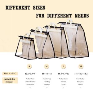 fazhongfa 2PCS Dust Bags for Handbags Clear Purse Storage Organizer Non-Woven Hanging Bag Closet with Zipper and Handle (X-Large, Cream Color)