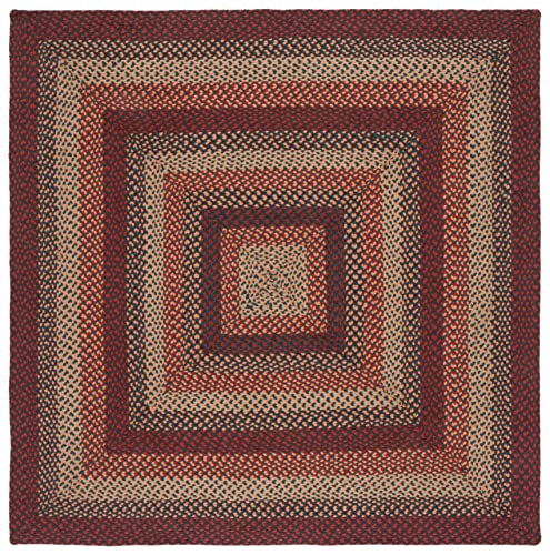 SAFAVIEH Braided Collection 6' Square Brown/Rust BRD651Z Flatweave Reversible Cotton Living Room Dining Bedroom Area Rug