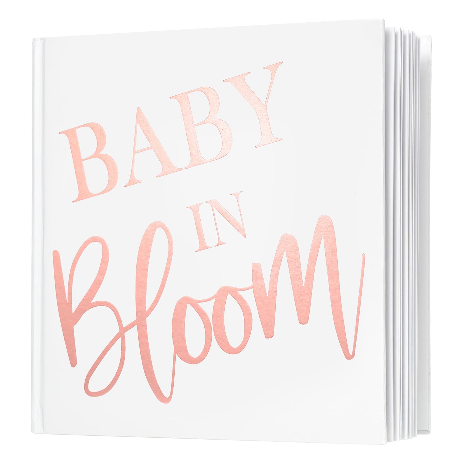 Calculs Polaroid Baby Shower Guest Book Baby in Bloom Signature Bridal Party Picture Book Blank Pages for Instant Film 8.5” Square White Cover Rose Gold Stamping