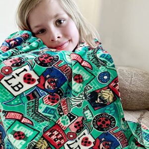 zonli kids blanket flannel fleece throw 50" x 60" miraculous ladybug and cat noir blankets for toddler fuzzy plush bluey cozy lightweight blanket for boys birthday saint patrick easter gifts idea