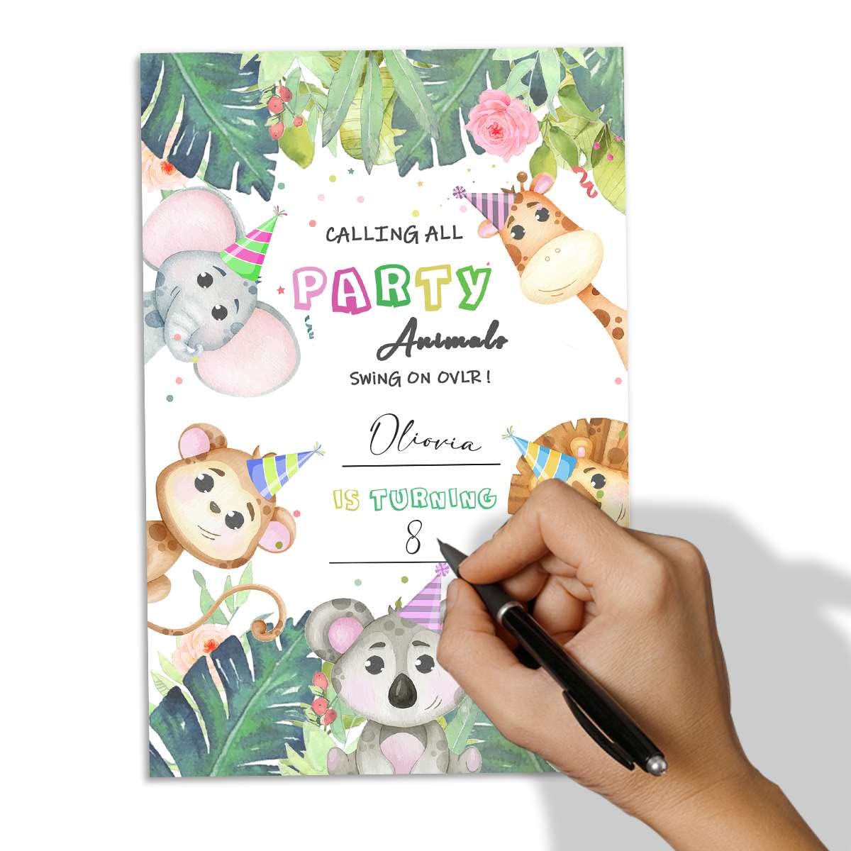 MUZRUYOU Party Animals Birthday Invitation cards with Envelopes, Wild One Animals Invitation cards, Zoo Safari Animals kids Invite (20 pack)