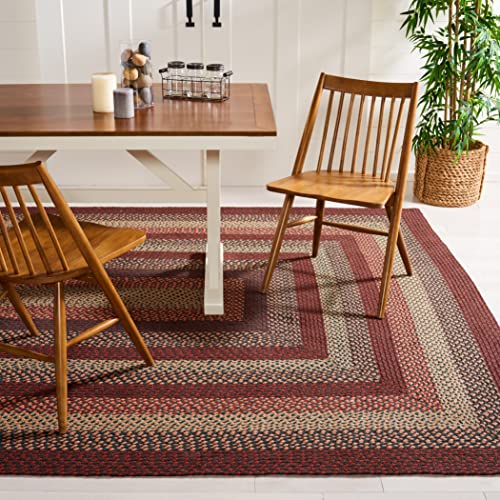 SAFAVIEH Braided Collection 6' Square Brown/Rust BRD651Z Flatweave Reversible Cotton Living Room Dining Bedroom Area Rug