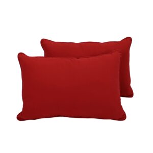 Factory Direct Partners 13812-RD Presidio Pillows 12x20" Solid Lumbar Pillow Set with Piping; Decorative Throw for Indoor/Outdoor Furniture; UV, Fade, Weather-Resistant Olefin Fabric (2-Pack) - Red