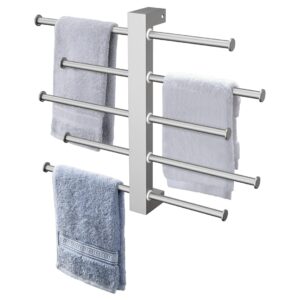 5-Tier Bridge Sliding Bathroom Towel Bar 16 Inch, ZUEXT Brushed Nickel Finished Stainless Steel Towel Holder Hanger, Wall Mounted Adjustable Hand Towel Rod for Washroom Kitchen, 1.5" Tube Towel Racks