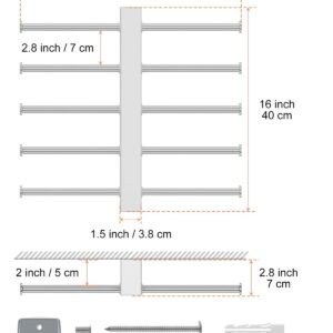 5-Tier Bridge Sliding Bathroom Towel Bar 16 Inch, ZUEXT Brushed Nickel Finished Stainless Steel Towel Holder Hanger, Wall Mounted Adjustable Hand Towel Rod for Washroom Kitchen, 1.5" Tube Towel Racks