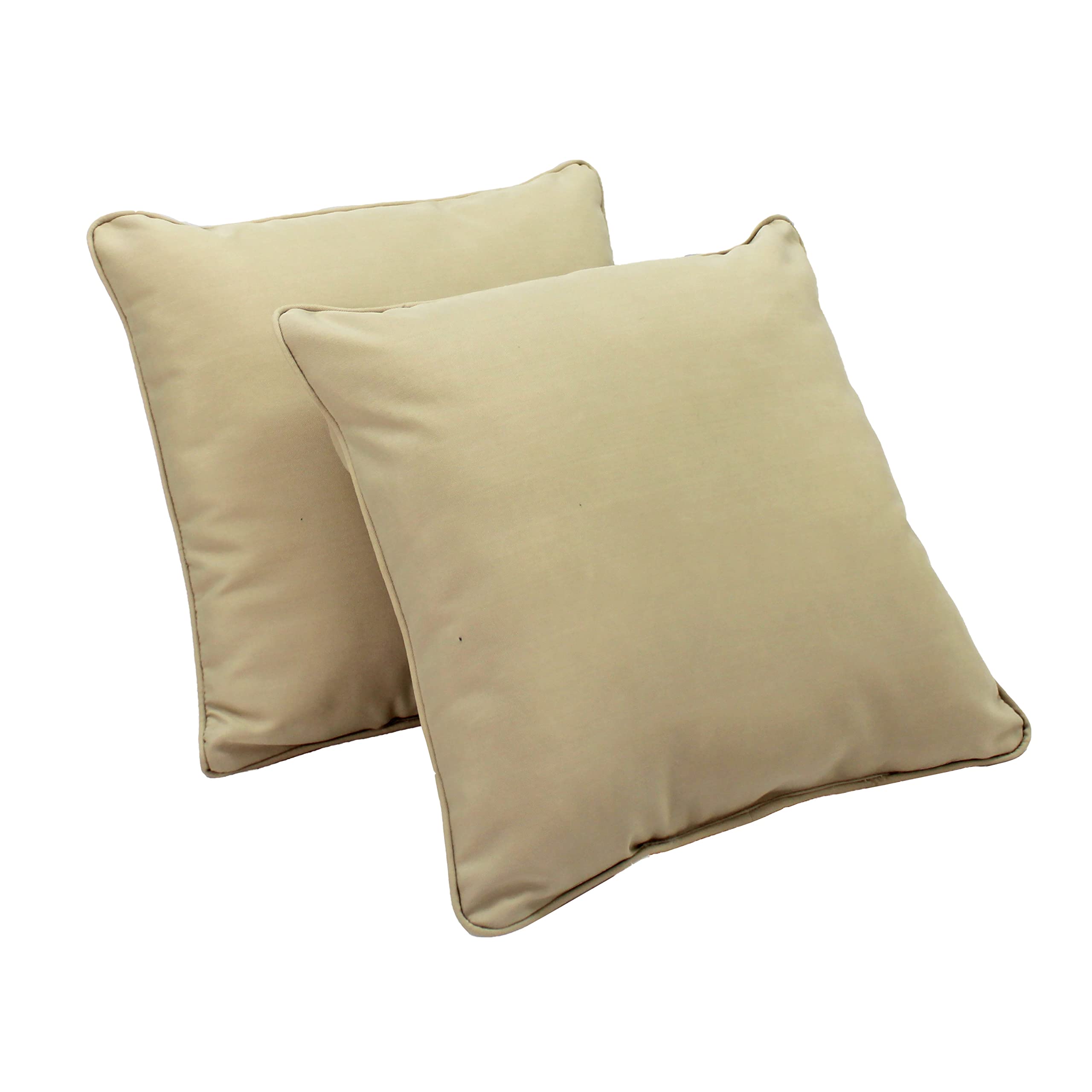 Factory Direct Partners 13811-SD Presidio Pillows 24" x Solid Square Pillow Set with Piping; Decorative Throw for Indoor/Outdoor Furniture; UV, Fade,Weather-Resistant Olefin Fabric (2-Pack) - Beige