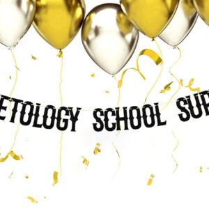 Glitter Black Cosmetology School Survivor Banner, Class Of 2024 Grad Cap Cake Supplies,Congratulations Finally Done 2024 Graduate Party Decoration