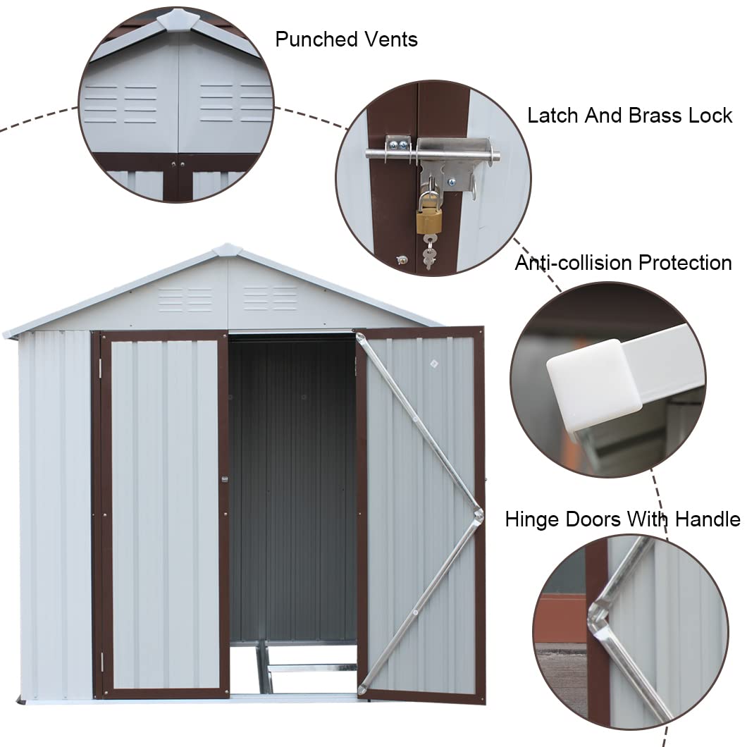 Outdoor Storage Shed 6x4 FT Outdoor Shed,Metal Shed Garden Shed with Lockable Door,Tool Shed for Patio Lawn Backyard,Perfect to Store Garden Tools,Bike Accessories,Lawn Mower,Trash Can etc.