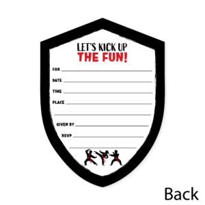 Big Dot of Happiness Karate Master - Shaped Fill-In Invitations - Martial Arts Birthday Party Invitation Cards with Envelopes - Set of 12