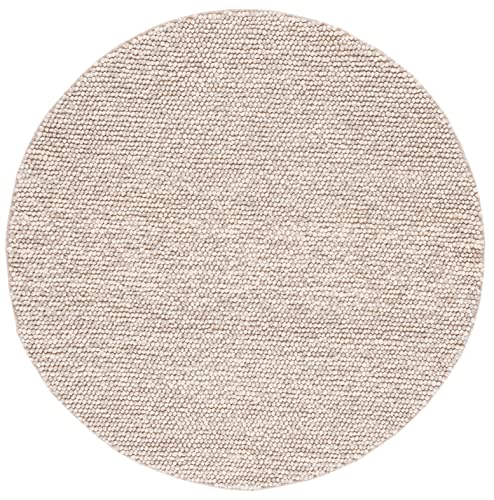 SAFAVIEH Natura Collection 6' Round Beige NAT620B Handmade Wool Entryway Foyer Living Room Bedroom Area Rug