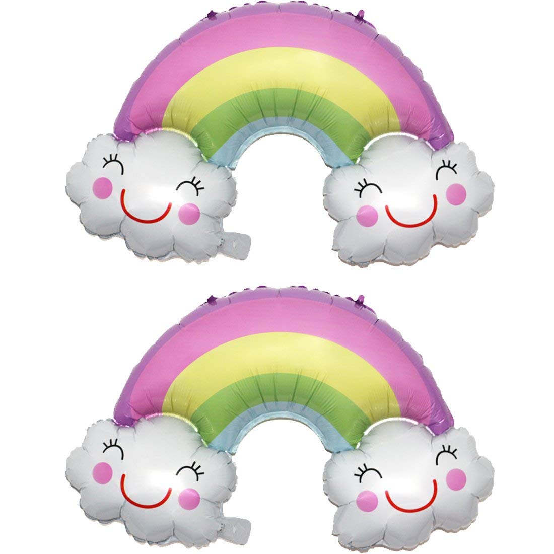 6 Pack Big Size Rainbow and White Cloud Balloons for Birthday Party Baby Shower Bridal Shower Bachelorette Party Decoration