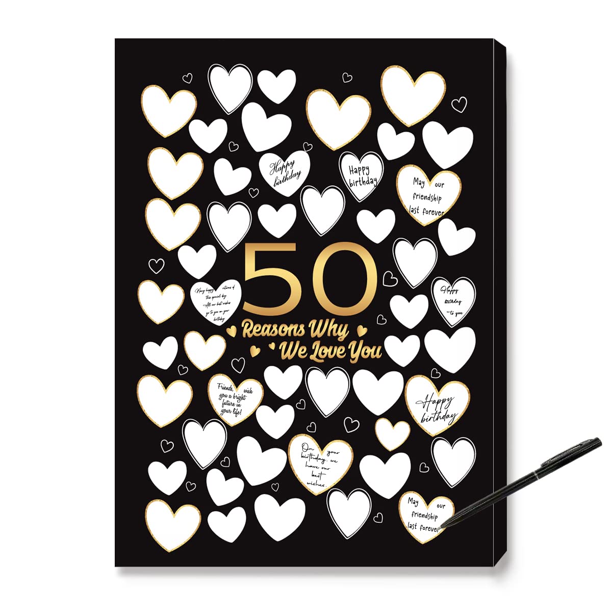 50 Reasons Why We Love You,50th Birthday Decorations,50th Birthday Gift Guest Canvas, For Her, Man, Woman, Sister, Friend, Family, Great 50th Anniversary or 50th Birthday Party Decoration-11x15 inches