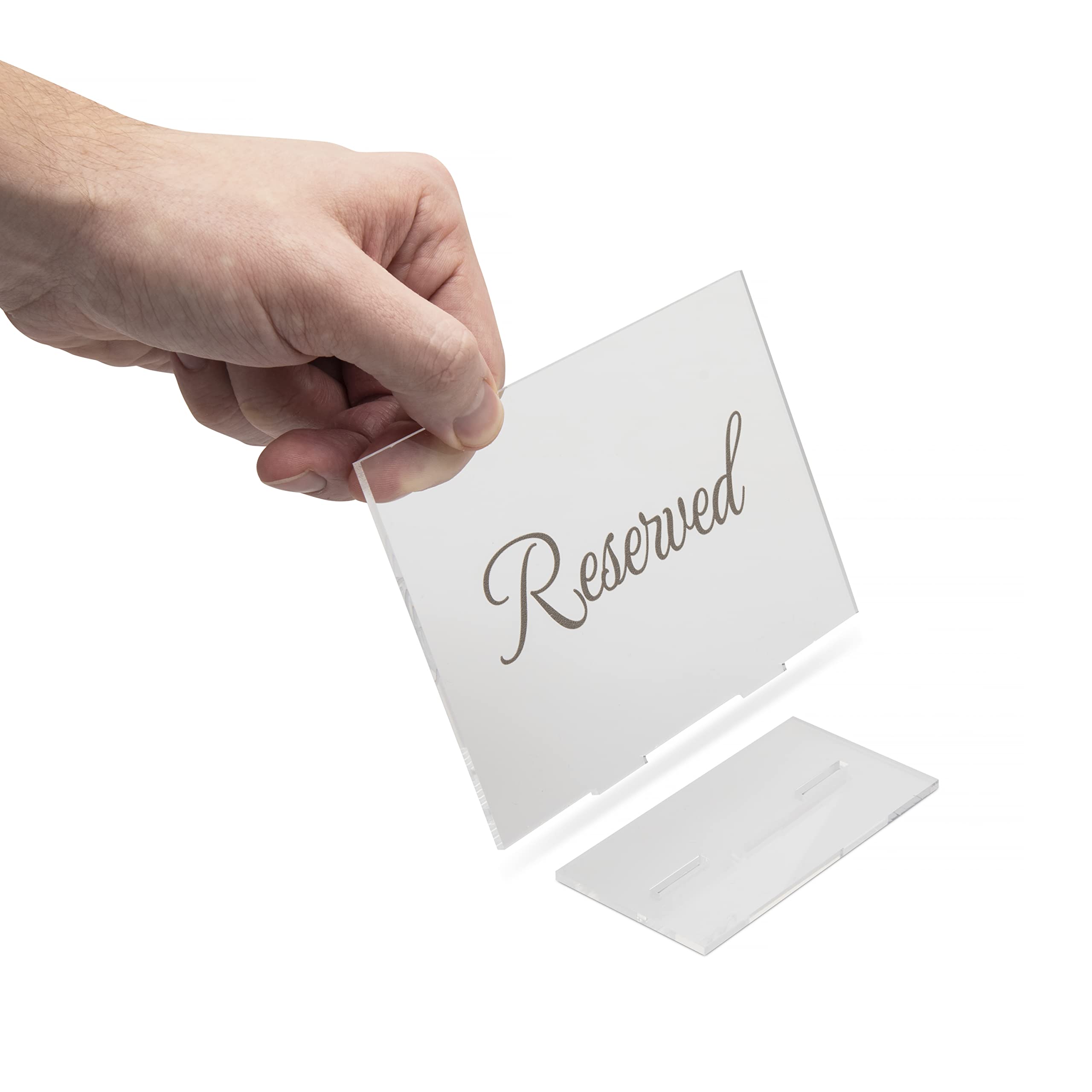 Yilio Dawn Reserved Signs - 4 Pack Clear Acrylic Table Signs - For Weddings, Dinner Parties and Events