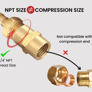 T TANYA HARDWARE Brass Coupling 1/4 Inch NPT Female x 1/4 Inch NPT Female Hex Head Pipe Fitting (Pack of 2), Compressor connector fnpt to fnpt, Air Hose Adapter Brass Fittings