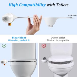 BIEAR Bidet Attachment For Toilet, Ultra-Slim Dual Nozzle Bidet Attachment Adjustable Water Pressure Non-Electric Fresh Cold Water Bidet Toilet Seat Attachment for Feminine and Posterior Wash (White)