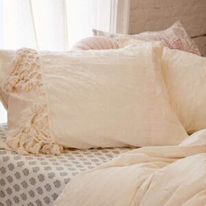 Ivory Duvet Cover Set King Boho Bedding Set Cotton Comforer Cover Set.