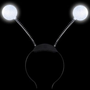 joyin led martian antenna headband, silver lighting head boppers, alien headbands, martian headbands set, glowing alien headpiece for kids party costume favor halloween accessories