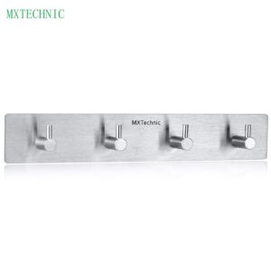 mxtechnic Wall Mounted Coat Hook Rail Self Adhesive Stainless Steel Hanging Hooks Rack Hallway Kitchen Storage Organizer