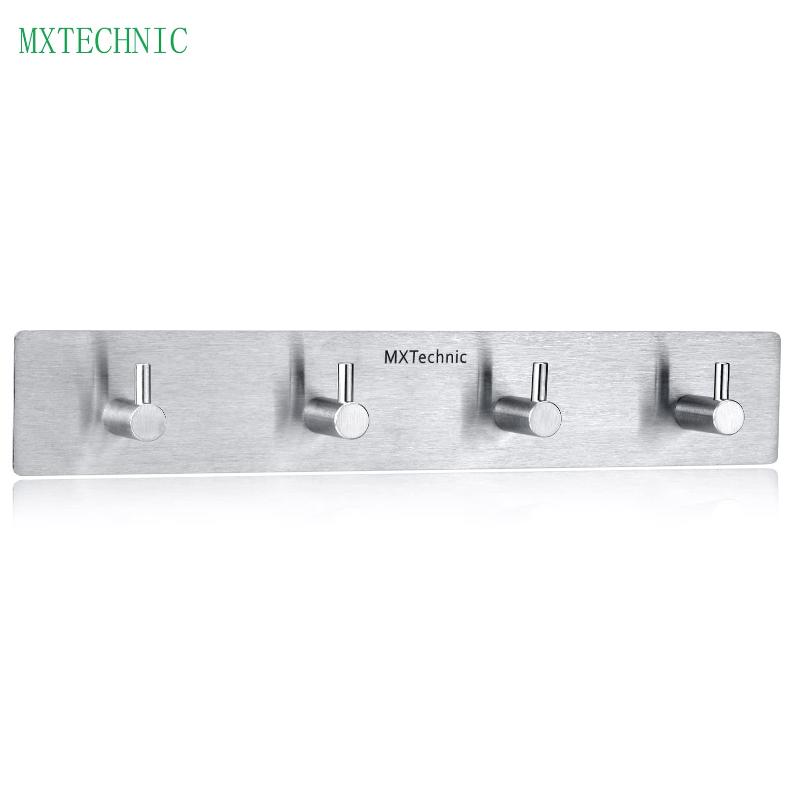 mxtechnic Wall Mounted Coat Hook Rail Self Adhesive Stainless Steel Hanging Hooks Rack Hallway Kitchen Storage Organizer