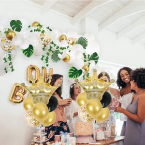 TONIFUL Table Centerpiece Balloons Stand Kit Include Black Gold Latex Confetti Balloons and Foil Crown Balloon for Birthday 2024 Graduation Anniversary Halloween New Year's Eve Party Decoration