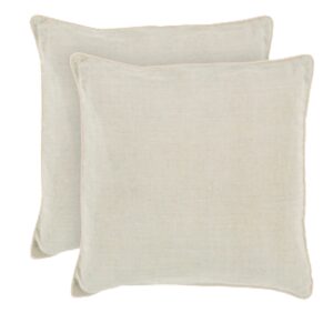 factory direct partners 13811-sd presidio pillows 24" x solid square pillow set with piping; decorative throw for indoor/outdoor furniture; uv, fade,weather-resistant olefin fabric (2-pack) - beige