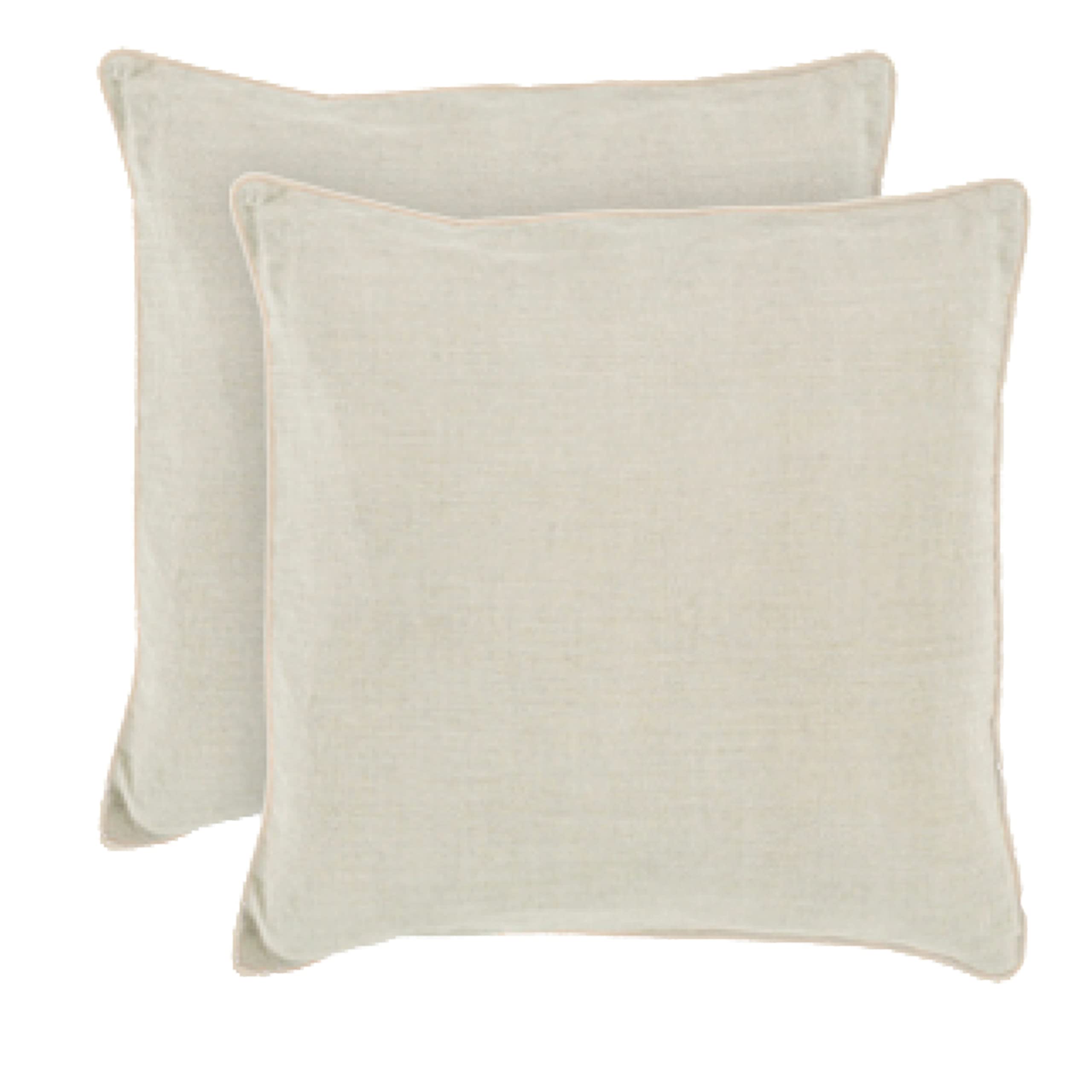 Factory Direct Partners 13811-SD Presidio Pillows 24" x Solid Square Pillow Set with Piping; Decorative Throw for Indoor/Outdoor Furniture; UV, Fade,Weather-Resistant Olefin Fabric (2-Pack) - Beige