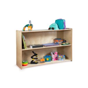 daycare shelves for kids, bookcase with 2 shelves for storage, wood furniture for toddlers, children, montessori, classroom, 47-inch width