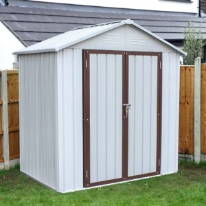 outdoor storage shed 6x4 ft outdoor shed,metal shed garden shed with lockable door,tool shed for patio lawn backyard,perfect to store garden tools,bike accessories,lawn mower,trash can etc.