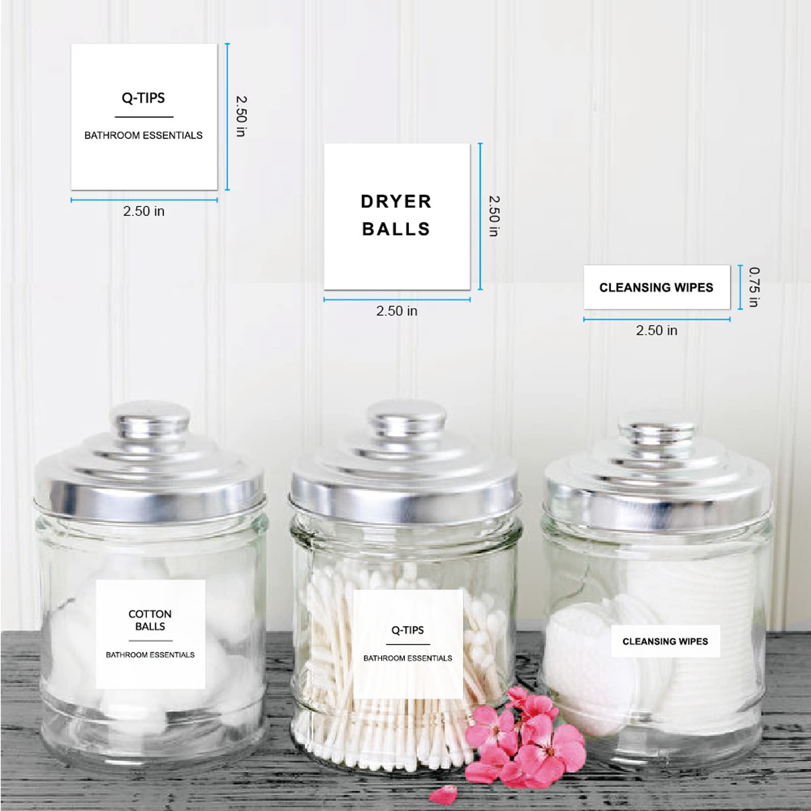 Onyehn 204pcs Waterproof Minimalist Style Bathroom Labels for Organizing Bathroom Storage Bins Containers and Jars to Stick for Glass or Plastic Spray Bottle and Metal