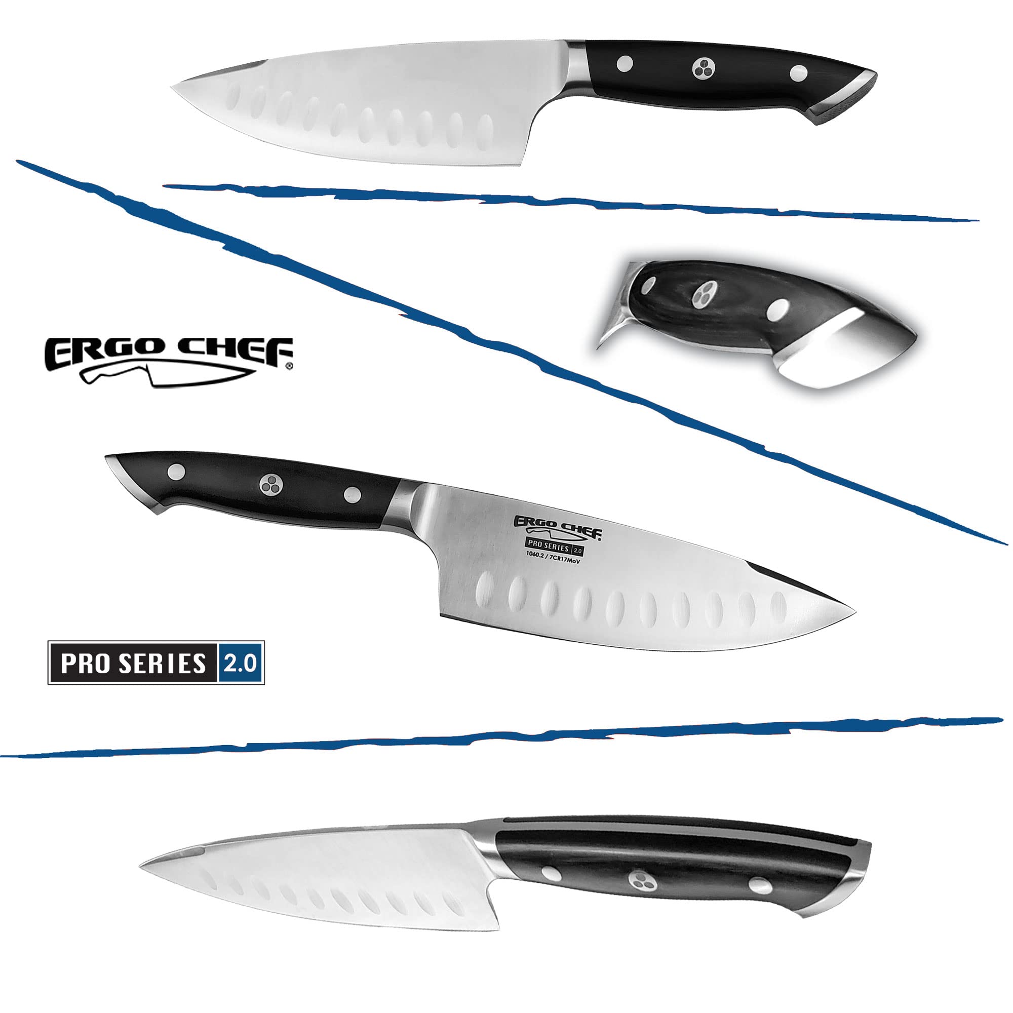 Ergo Chef 6-In Chef’s Knife Pro Series 2.0 Forged High Carbon 7Cr17Mov Stainless Steel – Ergonomic Black Pakkawood Handle