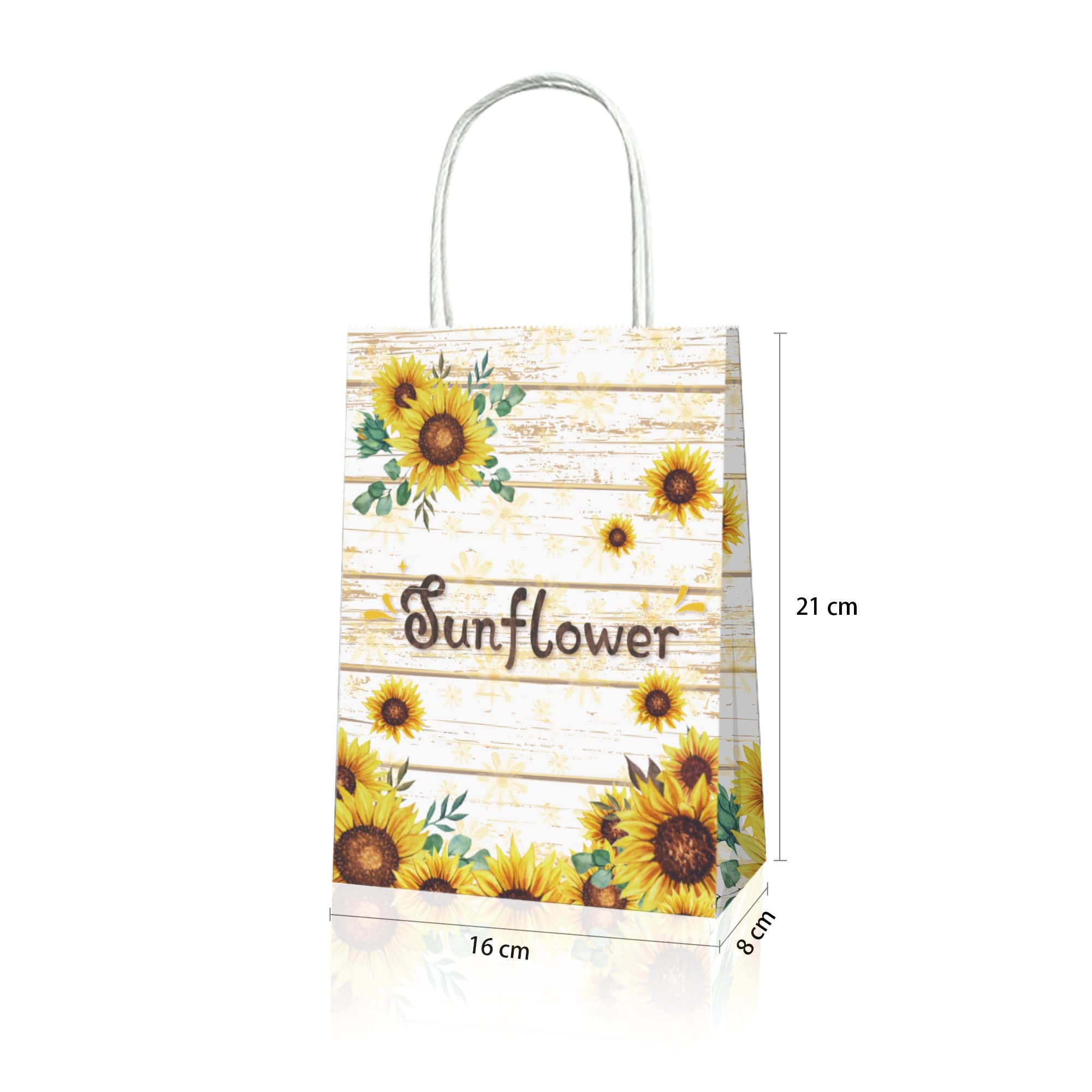 12 Pack Vintage Wooden Sunflower Candy Bags，Sunflower Goody Treat Bags with Handles Summer Sunshine Party Favor Bags for Sunflower Baby Shower Birthday Wedding Bridal Shower Party Supplies