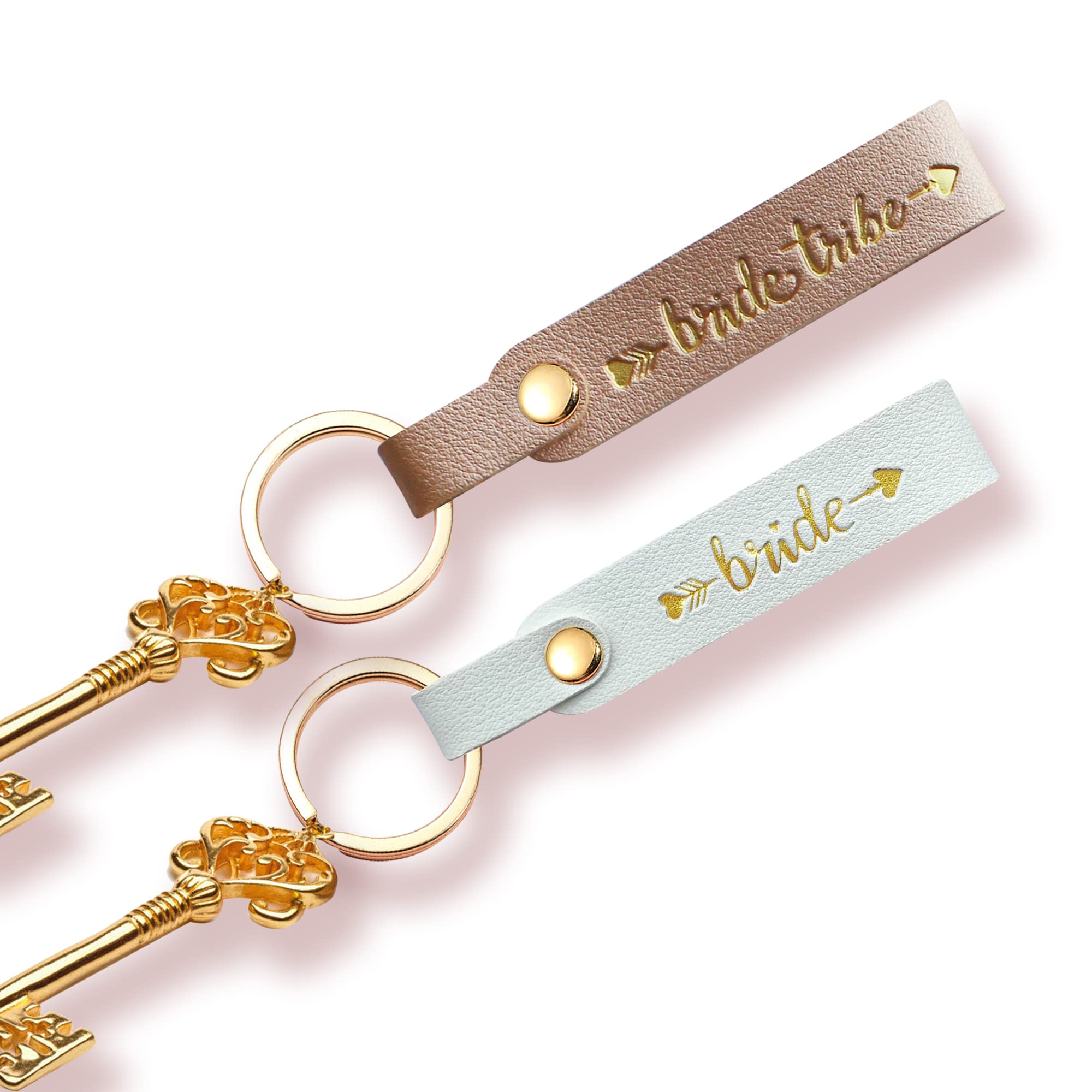 LADY&HOME 10 Packs Bride Keychain Bridesmaids Proposal Gifts Keychains, Bridesmaids Gifts Maid of Honor Bride Tribe Keychains for Bachelorette Party, Bridal Shower(Champagne)