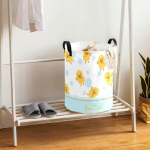 Rubber Duck Swimming Personalized Custom Laundry Basket Clothes Round Storage Handle Waterproof, Custom Foldable Large Capacity and Lightweight, For Bedroom Bathroom Decoration