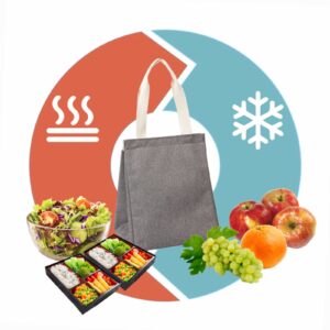 NATURAL STYLE Lunch Bag for Women/Men/Adult, Portable/Reusable Lunch Box, Simple Waterproof Insulated Cooler Tote Bag (Grey)