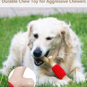 SCHITEC Dog Chew Toy for Aggressive Chewers, Tough Big Nylon & Rubber Teething Stick with Real Bacon Flavor for Large Medium Breed