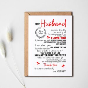 KrysDesigns To My Husband I Love You Card. Romantic Card For Husband. Wife To Husband Quote Card. Birthday Husband Card - Happy Birthday Husband Card 5 x 7 inches