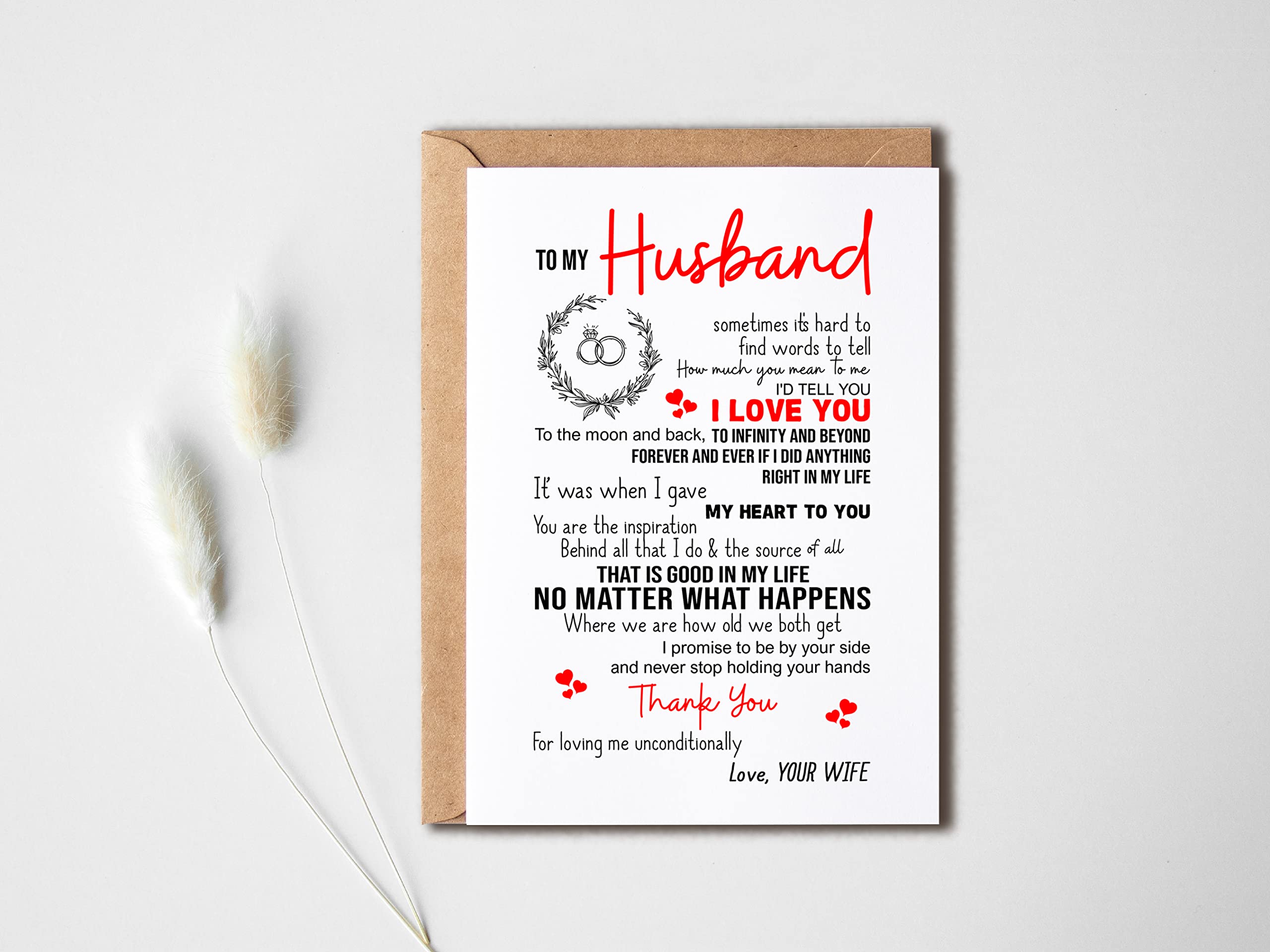 KrysDesigns To My Husband I Love You Card. Romantic Card For Husband. Wife To Husband Quote Card. Birthday Husband Card - Happy Birthday Husband Card 5 x 7 inches